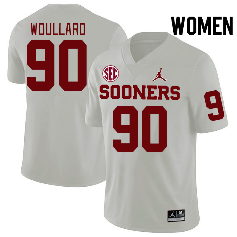 Women #90 Caiden Woullard Oklahoma Sooners 2024 SEC Conference College Football Jerseys-White